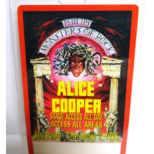 Monsters Of Rock Backstage Pass Heavy Metal Hard Rock Music 1995 Alice Cooper